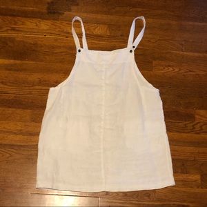 White Linen Overall Mini Dress